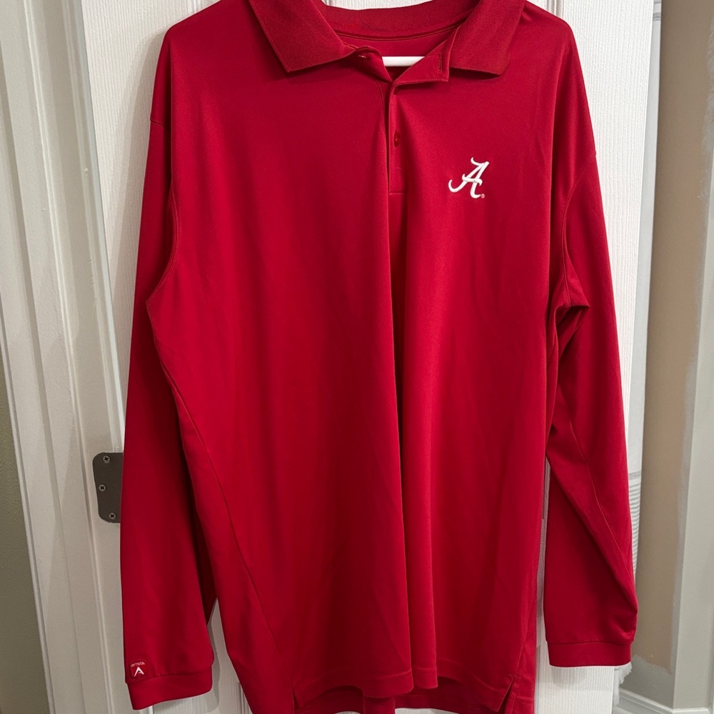 Antigua Red Long Sleeve Polo Shirt